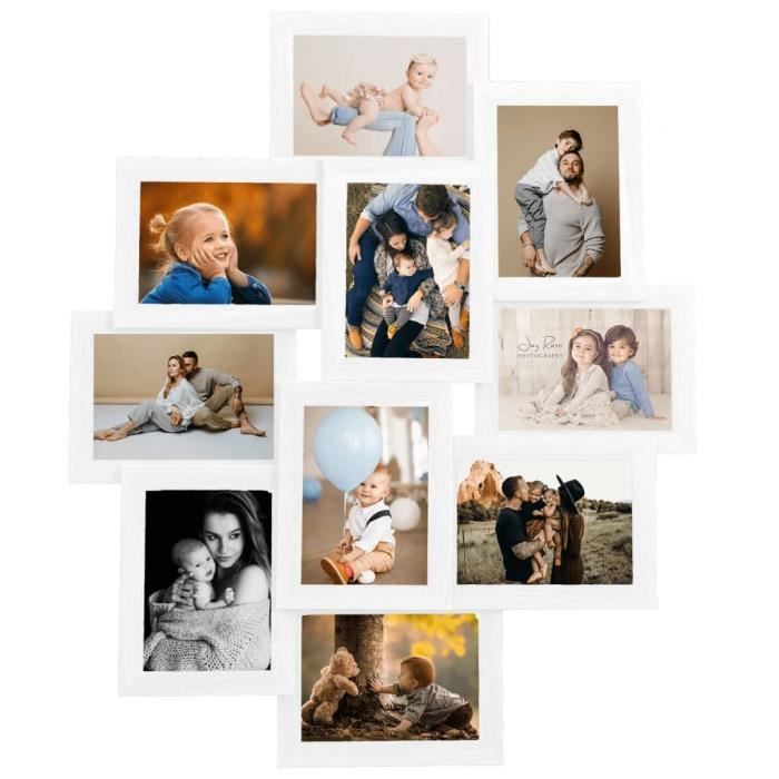 VidaXL Collage de cadres photo pour photo de 10x(13x18 cm) Blanc MDF
