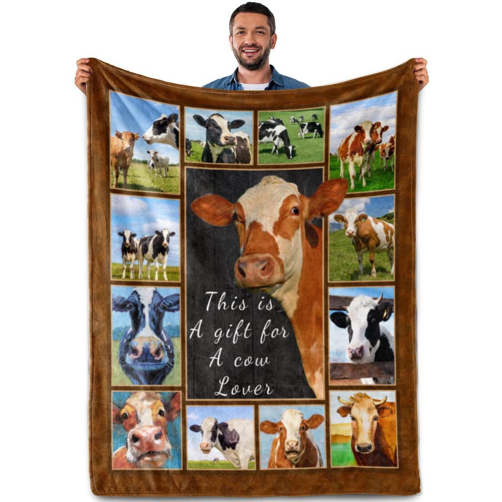 Cow Print Flannel Blanket Cartoon Blanket Nap Blanket