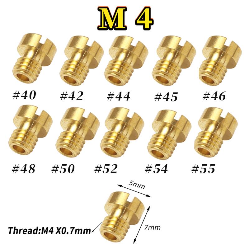 Pack of 10pcs Carburetor Main Jet M4 M5 5mm 6mm Thread for DellOrto BGM Motoforce Carburetor Injector Nozzle Size 40-205