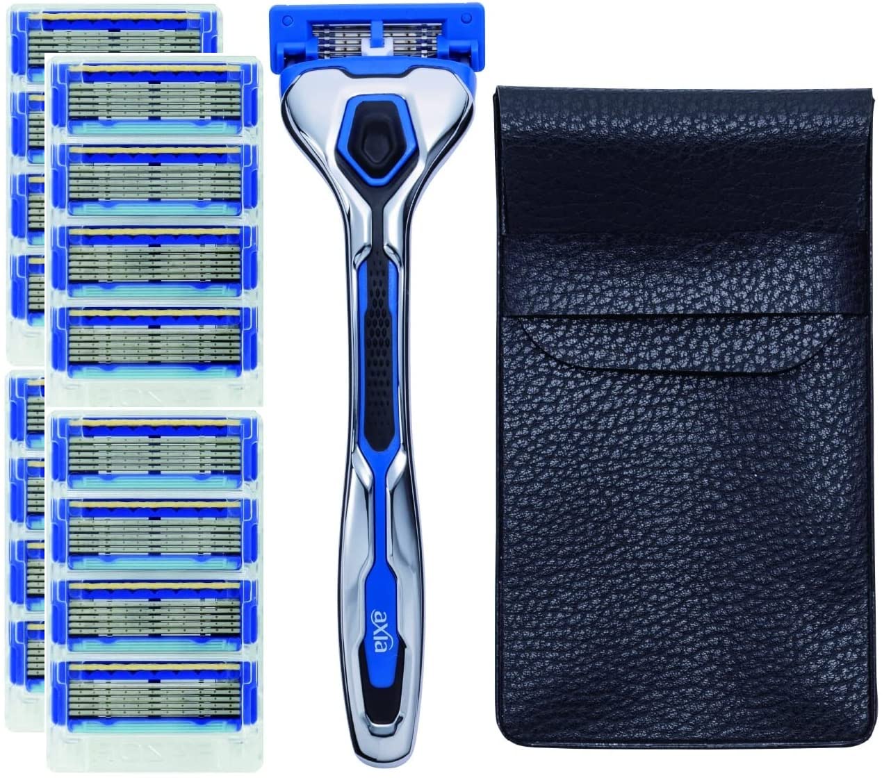 

Kai Axia Slim Razor Набор сменных лезвий Бонусная бритва Kai (17 лезвий, в комплекте) - Мужская бритва, Т-образная, 5-лезвийная, синий