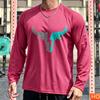 Autumn Men's Long sleeved T-shirt OX Head Men's Fitness T-shirt Polyester Elastic Sports T-shirt Breathable Graphic Gym T-shirt top