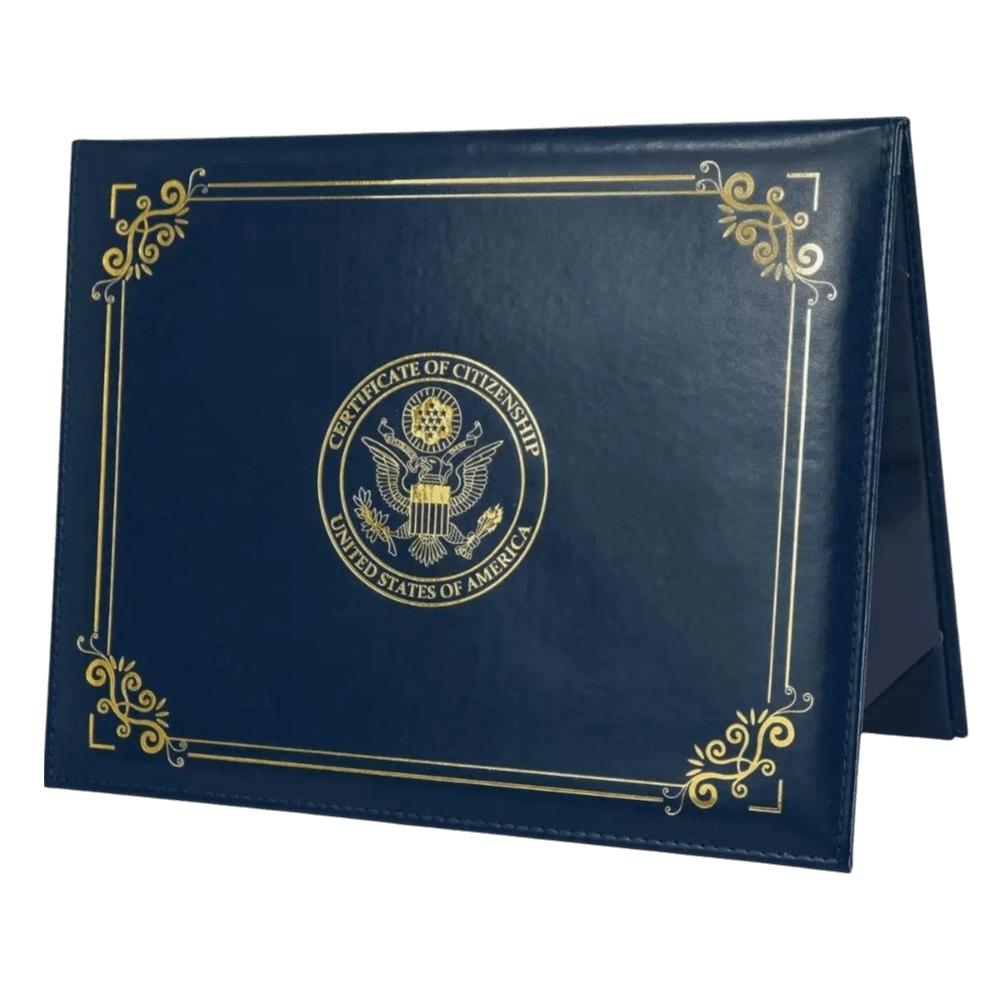 Premium PU Leather Birth Certificate Protector Sleeve Birth Certificate Cover  Official Documents синий