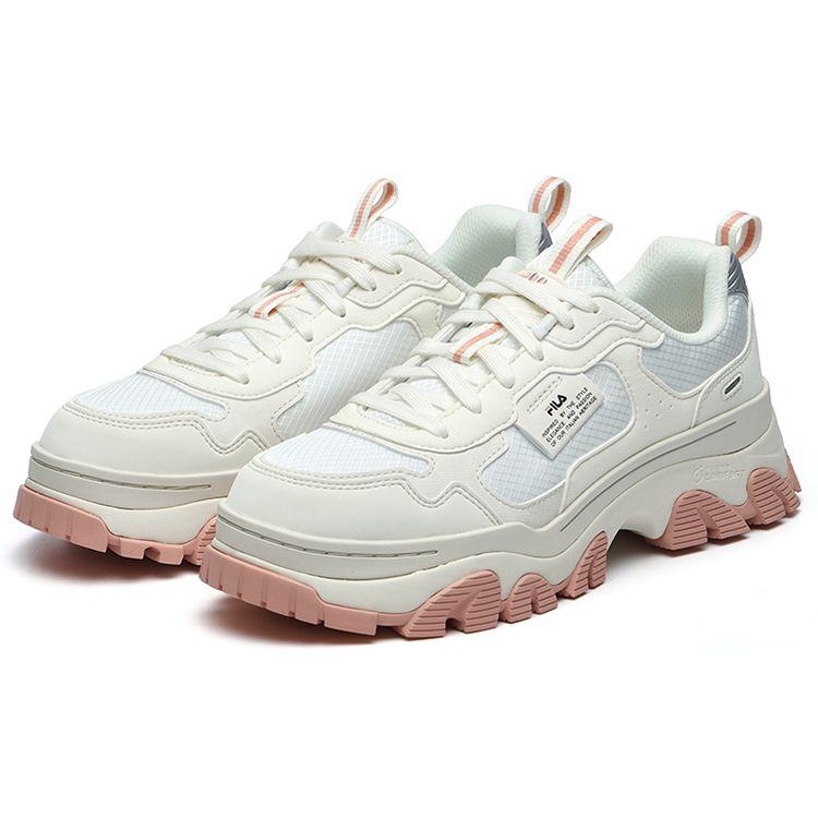 Fila Hike Fabric Synthetic Leather Comfortable Casual Low-Top Dad Shoes Women Sneakers Pink White F12W144132FSW