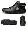Men's Ankle Boots Fashion High Top Sneakers High Quality Leather Casual Shoes Comfort Soft Sole Driving Shoes Big Size Men Shoes