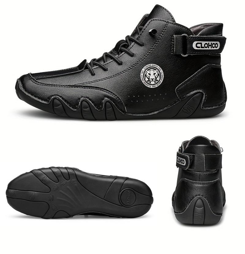 Men's Ankle Boots Fashion High Top Sneakers High Quality Leather Casual Shoes Comfort Soft Sole Driving Shoes Big Size Men Shoes