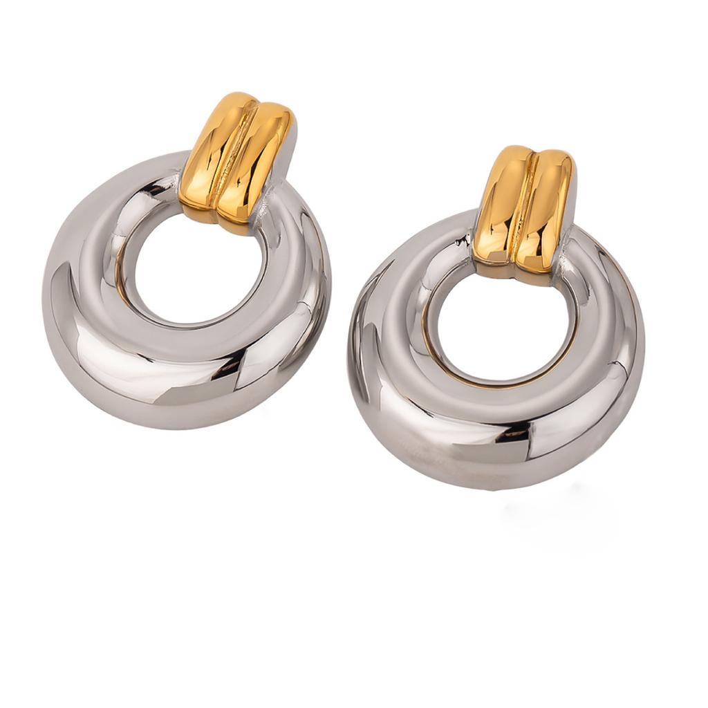 Elegant Geometric Dangle Earrings for Women Multi Layer Round Drop Designs in Silver and Gold Perfect for Any Occasion
