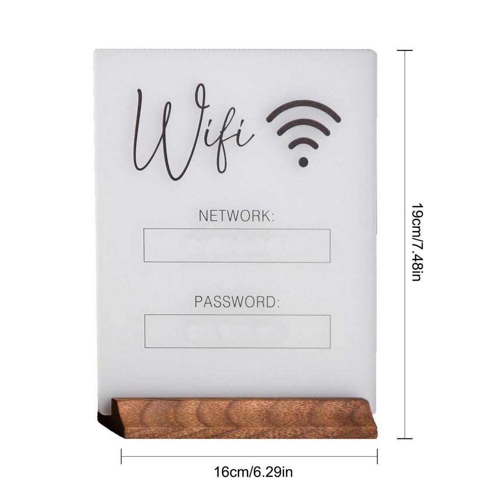 Segno Wifi Pannello Acrilico 3D con Base in Legno Segnaletica Negozio Pubblico Tavolo Wifi Ristorante Per Scrittura a Mano Account e Password