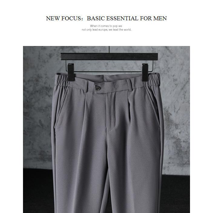 Spring/Summer Ice Silk Drape Solid Color Tapered Nine-Point Dress Pants Men's Wrinkle-Free Slim-Fit Slim Pants Casual Long Pants