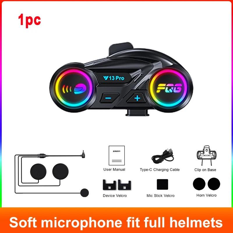 

1/2pcs Y13 Pro Motorcycle Helmet Bluetooth Headset Intercom 500M Dust proof and Waterproof Voice Assistant Mixing Music Sharing