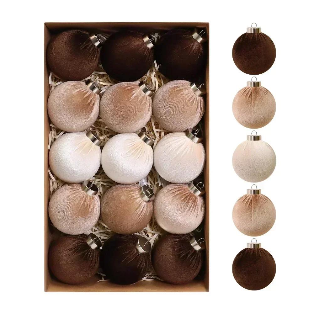 

Christmas Tree Ornaments Velvet Balls Set 15 Pieces with Shatterproof Material for Tree Garland and Wreath Holiday Decor