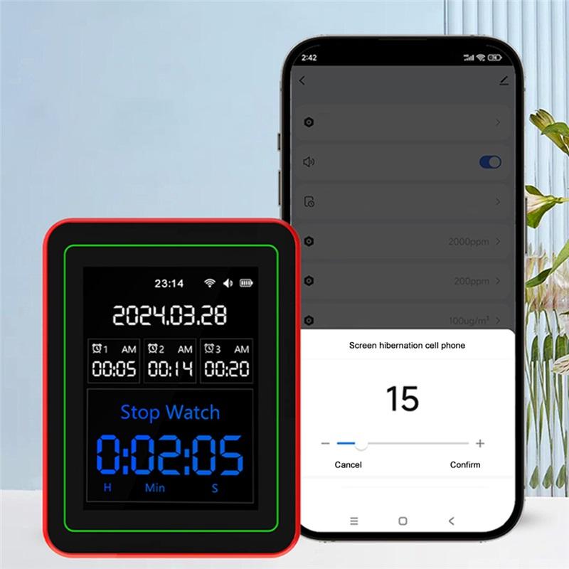 WiFi 15-in-1 Indoor Air Quality Monitor APP Control Portable AQI PM0.3 PM1.0 PM2.5 PM10 Tester Household CO CO2 TVOC HCHO Tester
