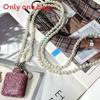 Water Diamond Mini Crossbody Bag With Pearl Chain For Streetwear Fashion