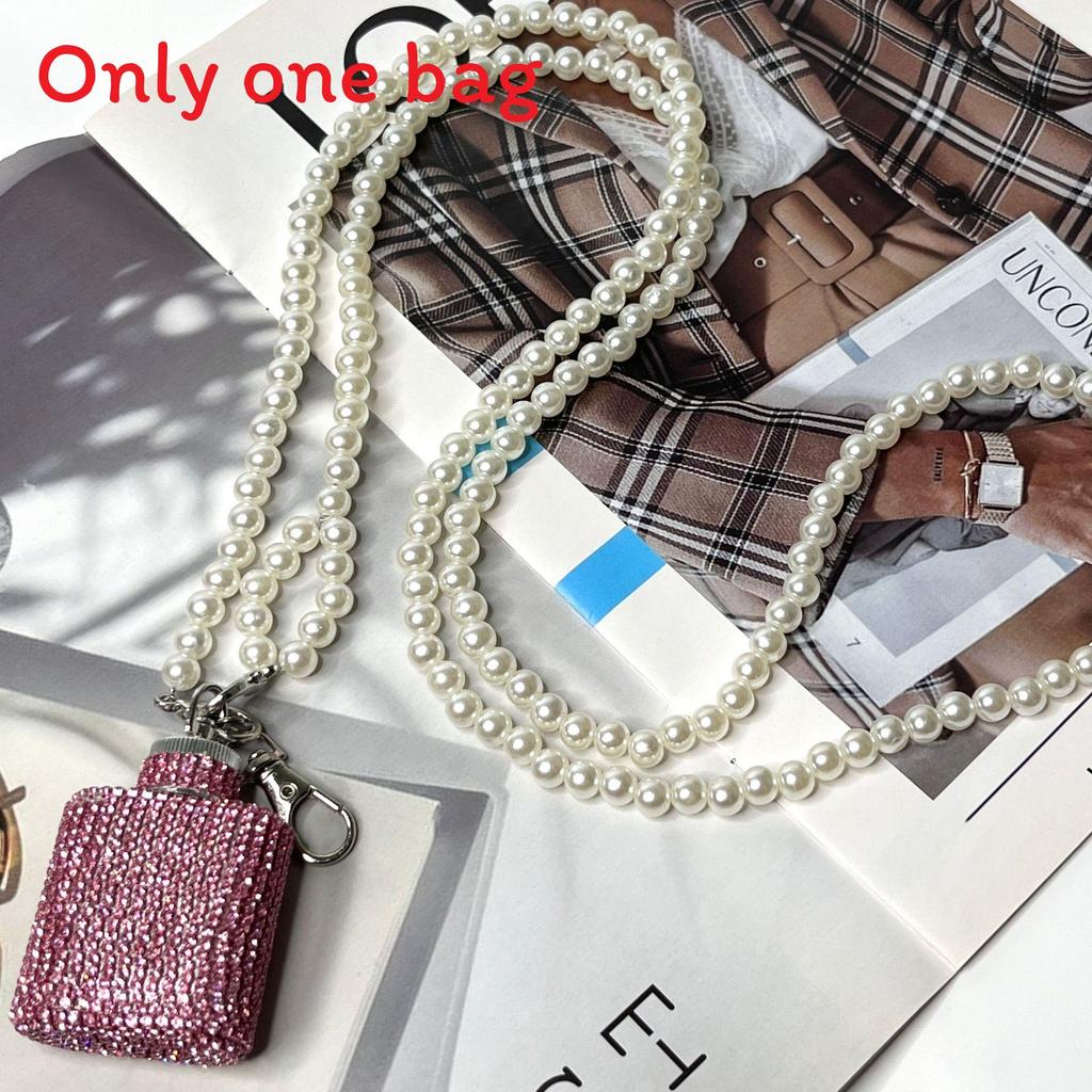 Water Diamond Mini Crossbody Bag With Pearl Chain For Streetwear Fashion