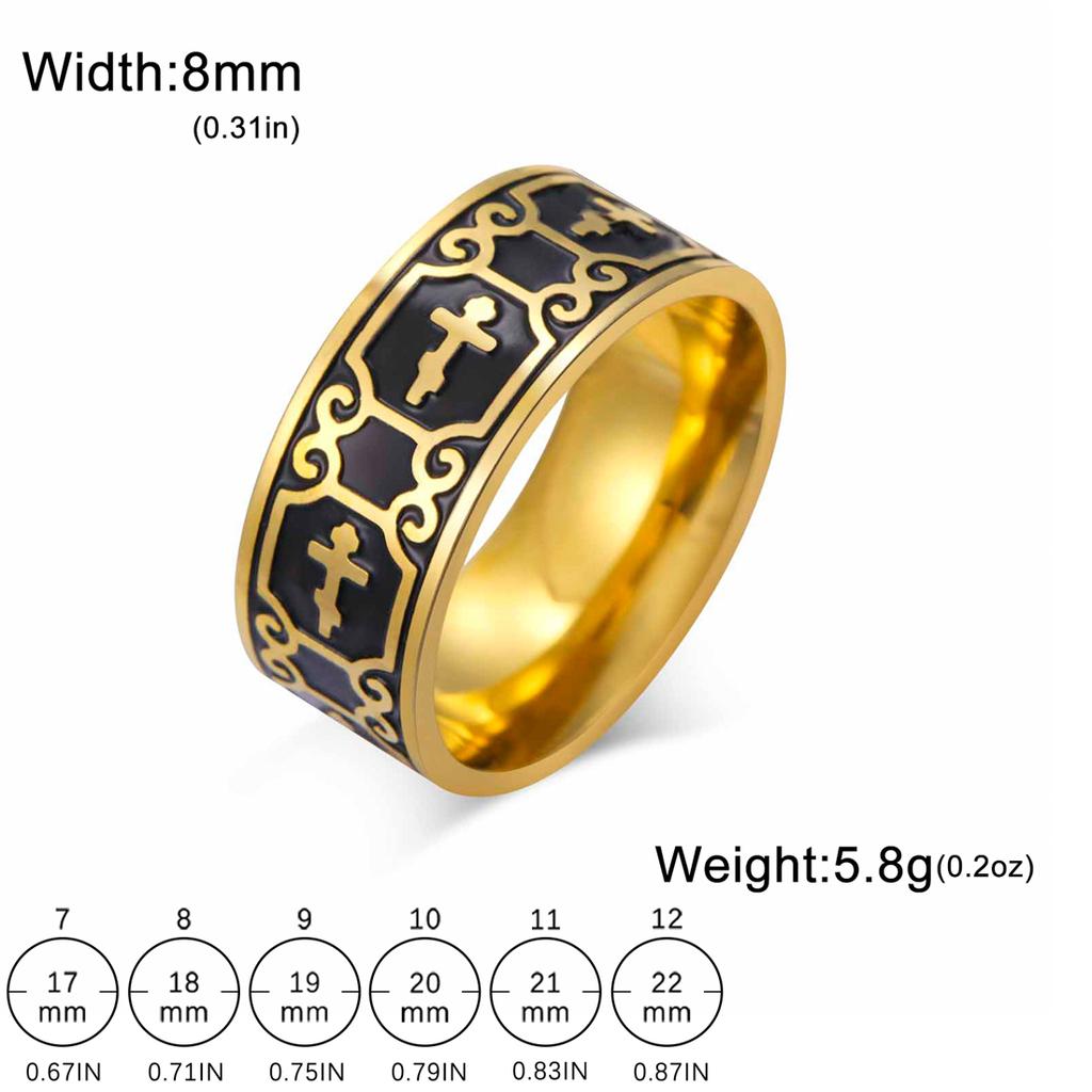  Filigree Cross Rings Stainless Steel Black Style Classic Prayer Ring for Women Men Christian Amulet Jewelry Wholesale