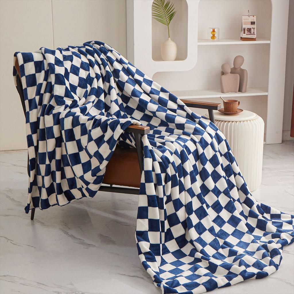 100*150cm Retro Checkerboard Plaid Flannel Blanket Super Soft Warm Throw Blanket Office Sofa Cover Bedspread Gift Blankets