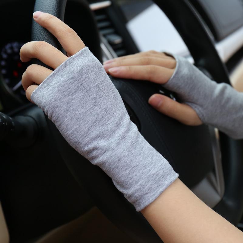 Unisex Thin Cotton Sun Protection Half-Finger Gloves for Summer Driving and Writing, Covers Scars