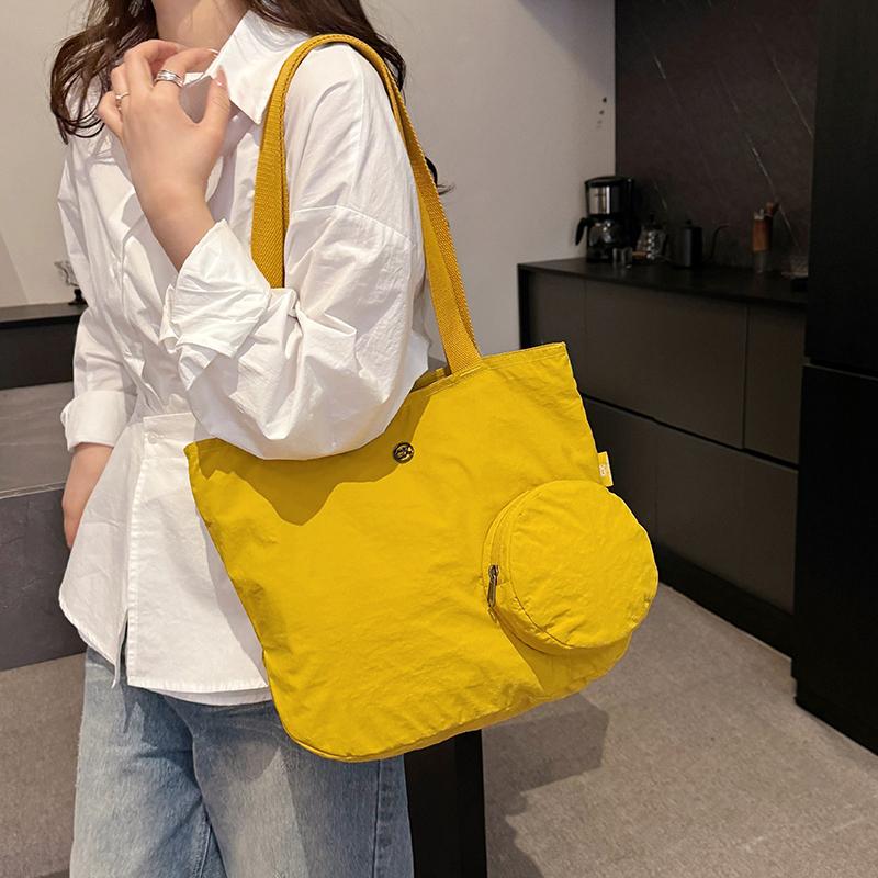 Solid Color Lightweight Women's Foldable Shoulder Bag Tote Bag