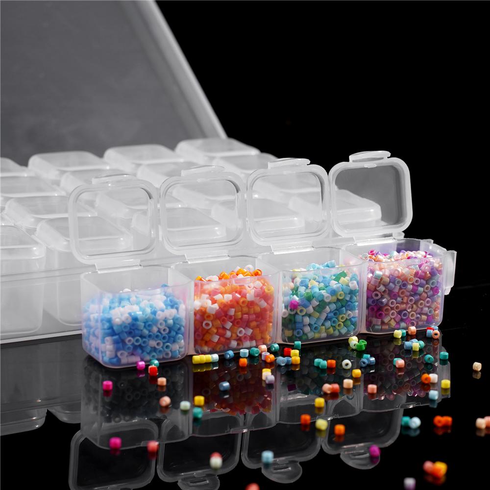 28 Girds Adjustable Plastic Storage Box Beads Ring Pendant Box for Jewelry Nail Art Diamond Painting Accessories Container Boxes