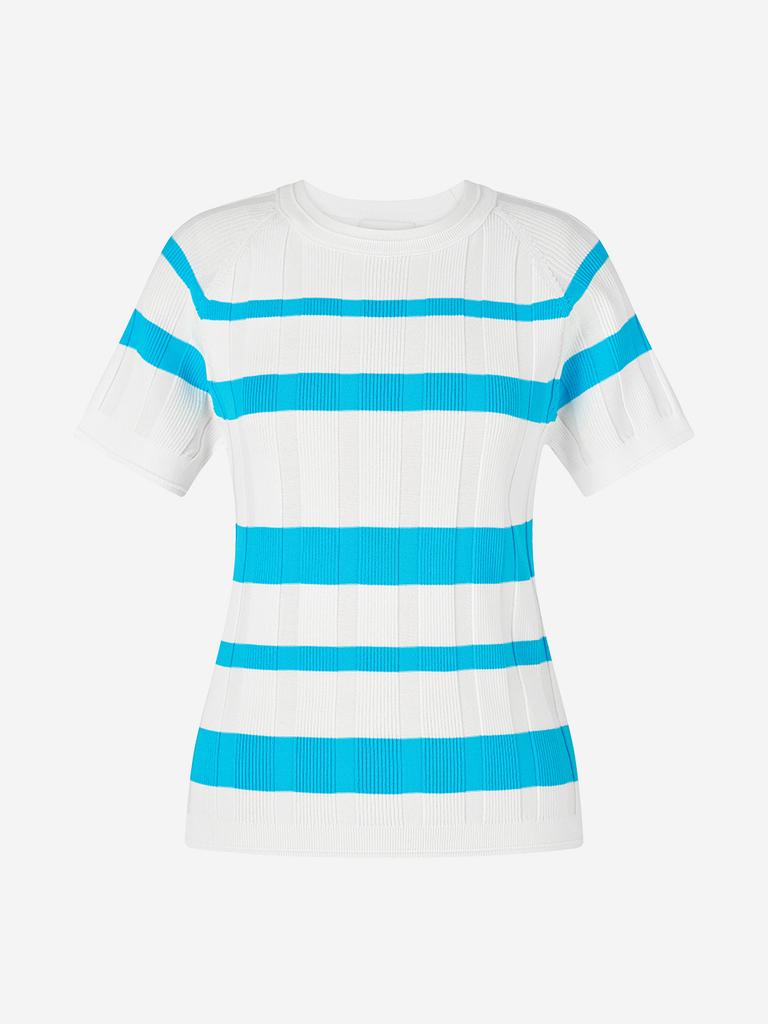 Road Roar Striped Ribbed Round Knit Blue