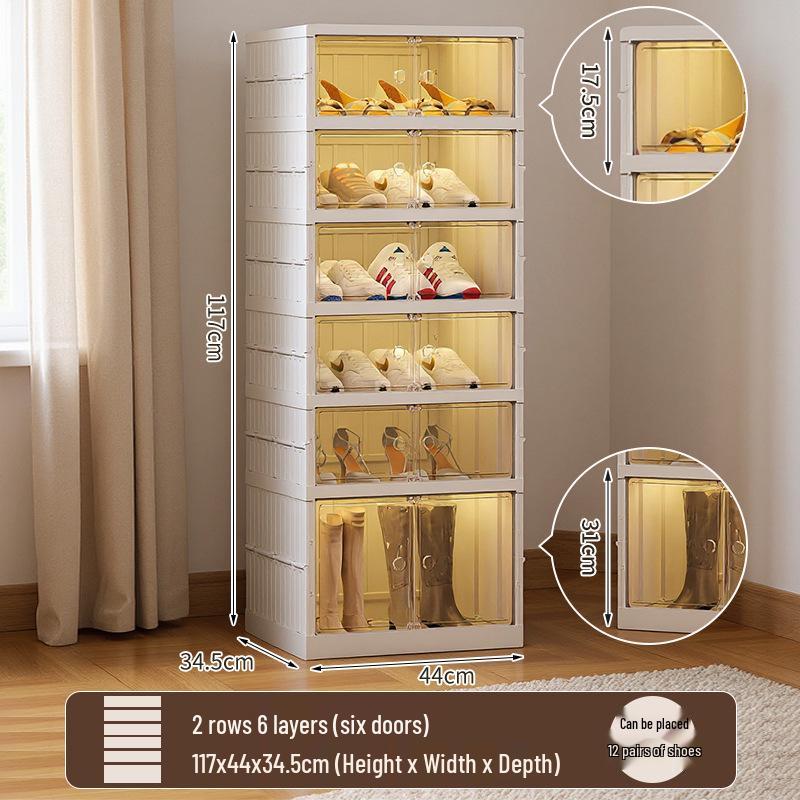 Transparent Plastic Foldable Shoe Storage Box - No-Installation Dustproof Shoe Cabinet & Movable Rack.