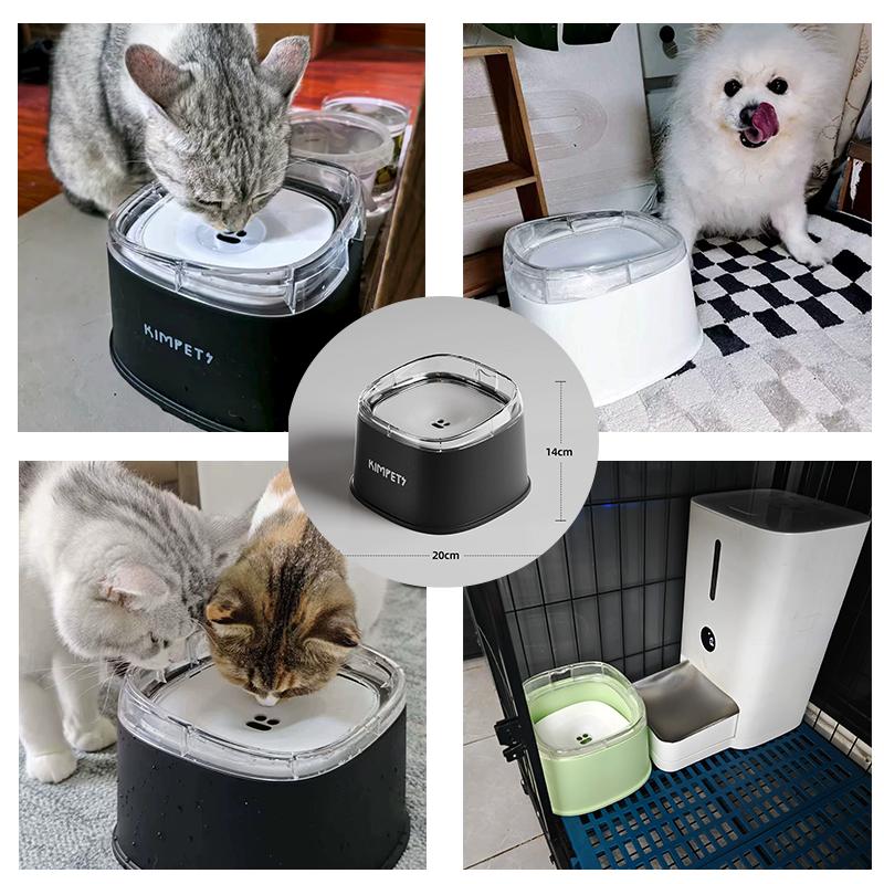 No Spill Anti Splash Dog Water Bowl Slow Feeder Drinking Bowl 2000ml Large Capacity Floating Dispenser Non Slip Base For Pet