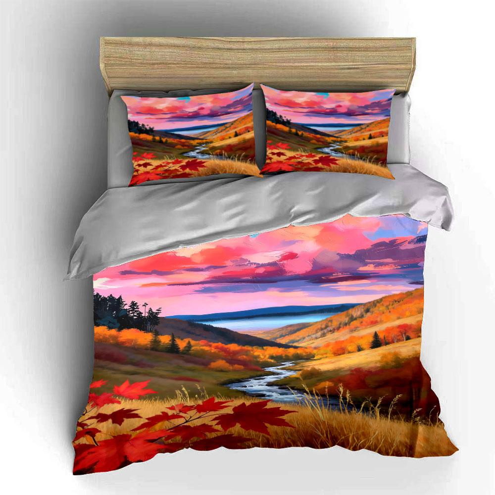 Autumn Landscape with Trees. Bedding Sets Duvet Cover Sets Duvet Covers Pillowcases(1 * Duvet Cover 2 * Pillowcases, Without Duvet Insert)