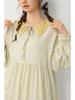 Women's Floral Print Lace-up Doll Collar Cotton Linen Long Sleeve Loose Plus Size Spring Dress