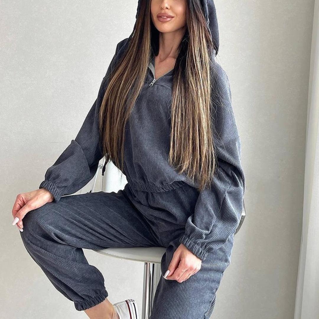 

BITCED, новый женский брючный костюм на молнии с длинными рукавами, осень/зима, состоящий из двух предметов XL