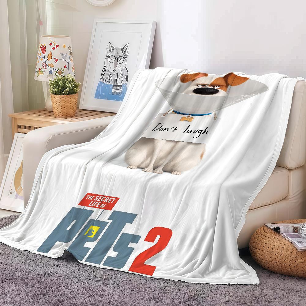 Cute Movies THE S-SECRET L-LIFE OF P-PETS Blanket Warm And Soft Suitable For Bedroom Living Room Sofa Bed Office Travel Camping