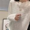 Lace semi-turtleneck knitted bottoming shirt for women's autumn and winter new versatile sweater bottoming jacquard top for women