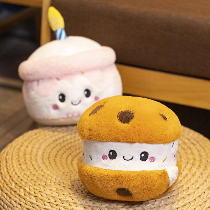 Stuffed Cake Plushie Strawberry Fruit Muffin Shape Plush Toys Cute Face Cream Snack Parsty Decor Party Gift for Birthday