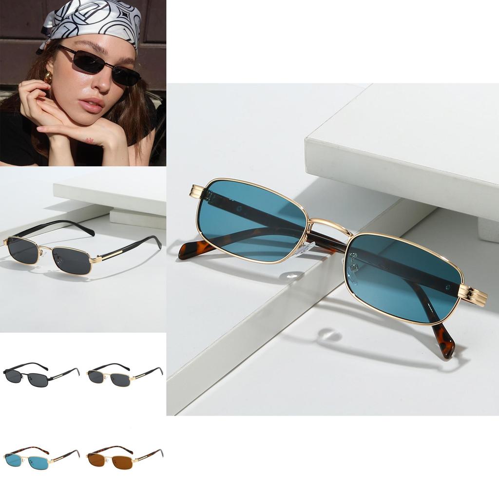 Geometric Metal Square Sunglasses Uv400 For Outdoor Activities And Fashion