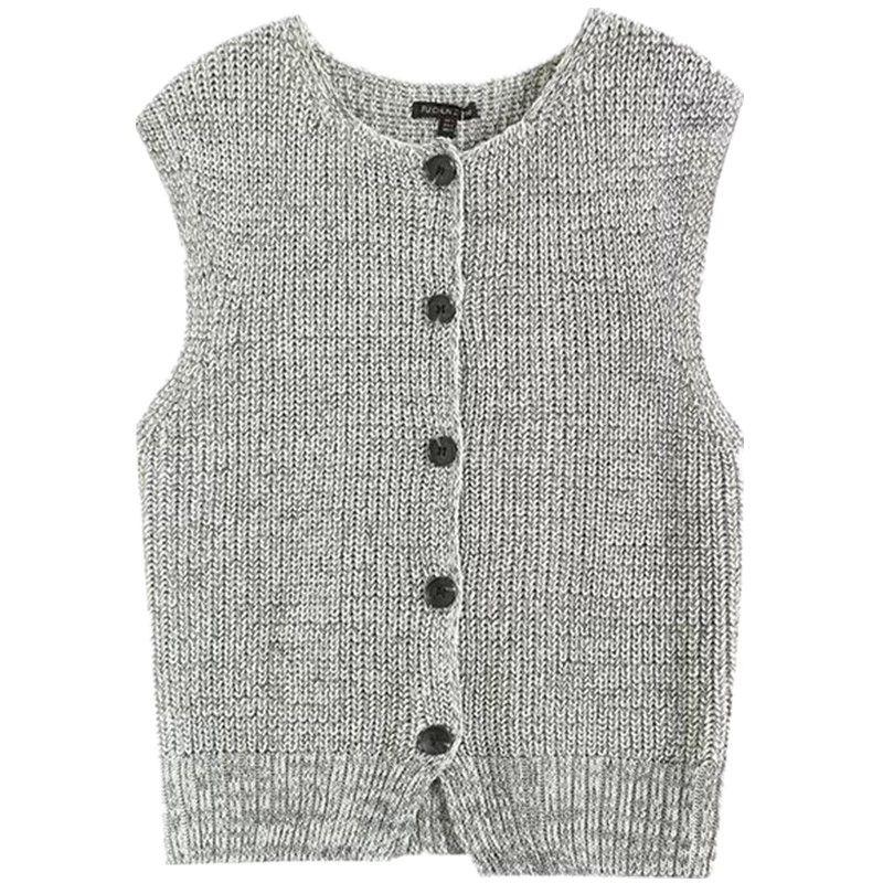 Fashion Style 2024 Autumn New Arrival Female Commute Style Reverse Needle Knitting Knitting Vest Jacket 05610607712