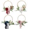 Wedding Floral Hoop Wreath Artificial Flower Wreath for Bridesmaids Bridal Shower Ceremony Anniversary Rose Red
