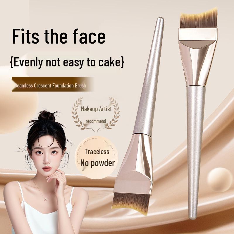 

GECOMO Crescent Fish Tail Flat Head Foundation Brush for Seamless Concealer Application