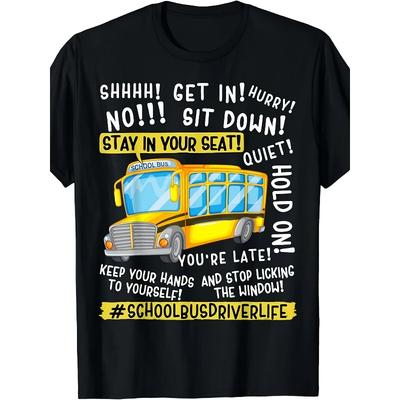 European Sizes Funny School Bus Driver Last Day School Teacher Gift T Shirt Labour Day Items Soft  Breathable Crew Neck Regular Fit Machine Washable