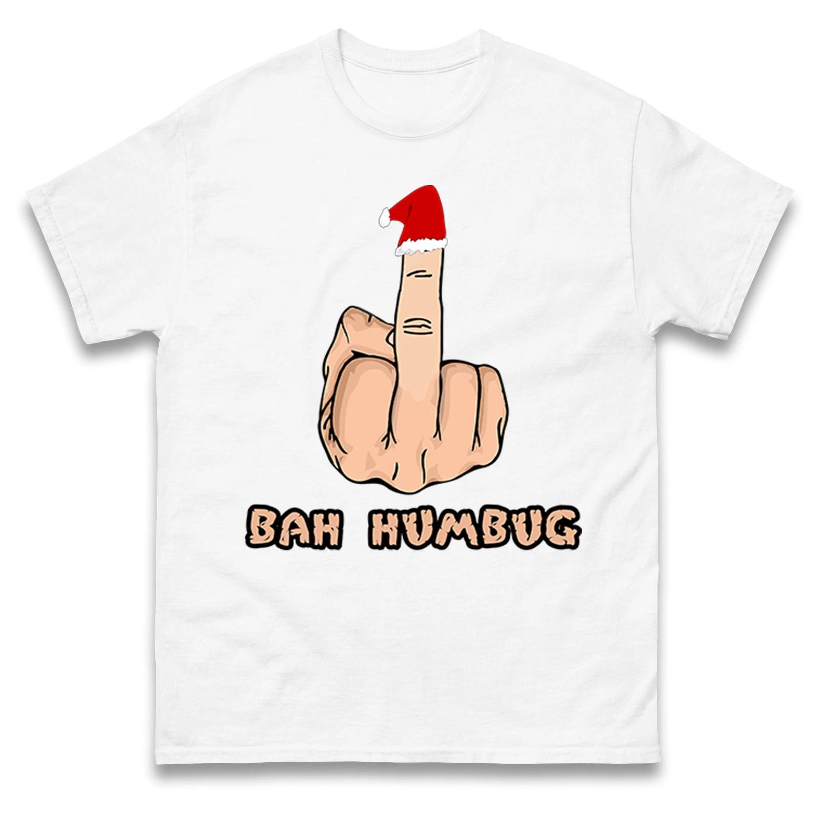 Bah Humbug Santa Middle Finger Christmas T Shirt,Ugly Christmas Tee S