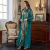 SW008 V-Neck Long Sleeve Muslim Abaya with Ostrich Feather and Sequin Embellishments