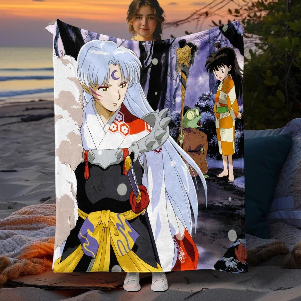 Inuyasha Cartoon Printing Blanket Large Sofa Soft Warm Flannel Throw Blanket Camping,Outdoors,Picnic,Travel,Airplane Blanket.