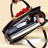 Gradient Color 3D Applique Glossy Patent Leather Shoulder Tote Crossbody Bag