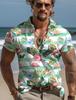 2026 Flamingos Casual Men's Shirt Outdoor Street Casual Daily Summer Turndown Short Sleeve Pink Blue Green Hawaiian Style Shirt