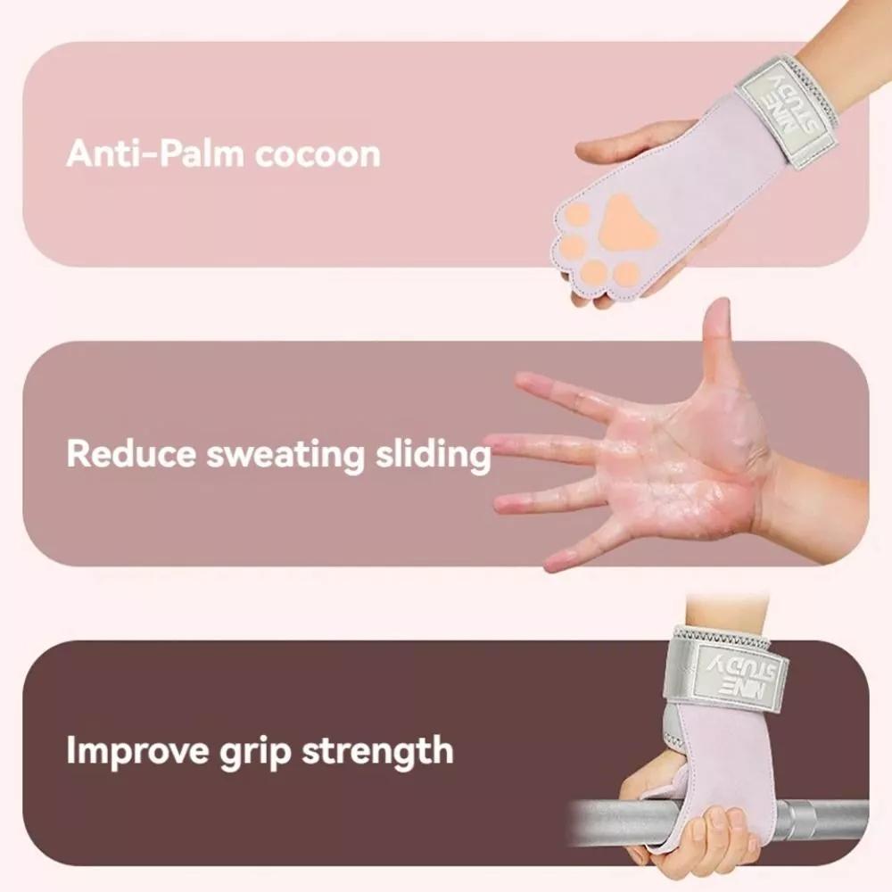 Dog Paw Shape Pull-up Dumbbell Gloves Anti-slip Cowhide Palm Guard Durable Rowing Gloves