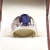 Blue Sapphire Oval Cut Gemstone With 925 Sterling Silver Ring For Men's #B621 JL375686516341