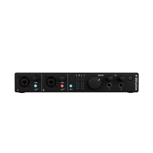 Arturia - MiniFuse 4 - Compact USB Audio & MIDI Interface with Creative Software for Recording, Production, Podcasting, and Guitar - Black
