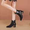 Real soft leather short boots women's 2025 autumn and winter new fashion medium heel thick heel pointed women's boots versatile high heel mother leat