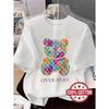 Cute Bear Print Oversized T-Shirt Relaxed Casual Loungewear All-Season Top