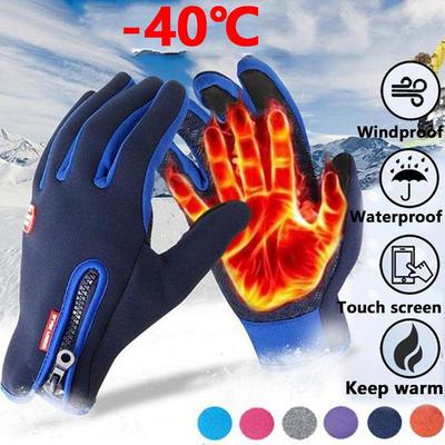 Nuovi guanti invernali Uomo Donna Touch Cold Guanti da ciclo impermeabili per motociclisti Sport all'aria aperta maschili Plus Guanto da sci da corsa caldo in velluto