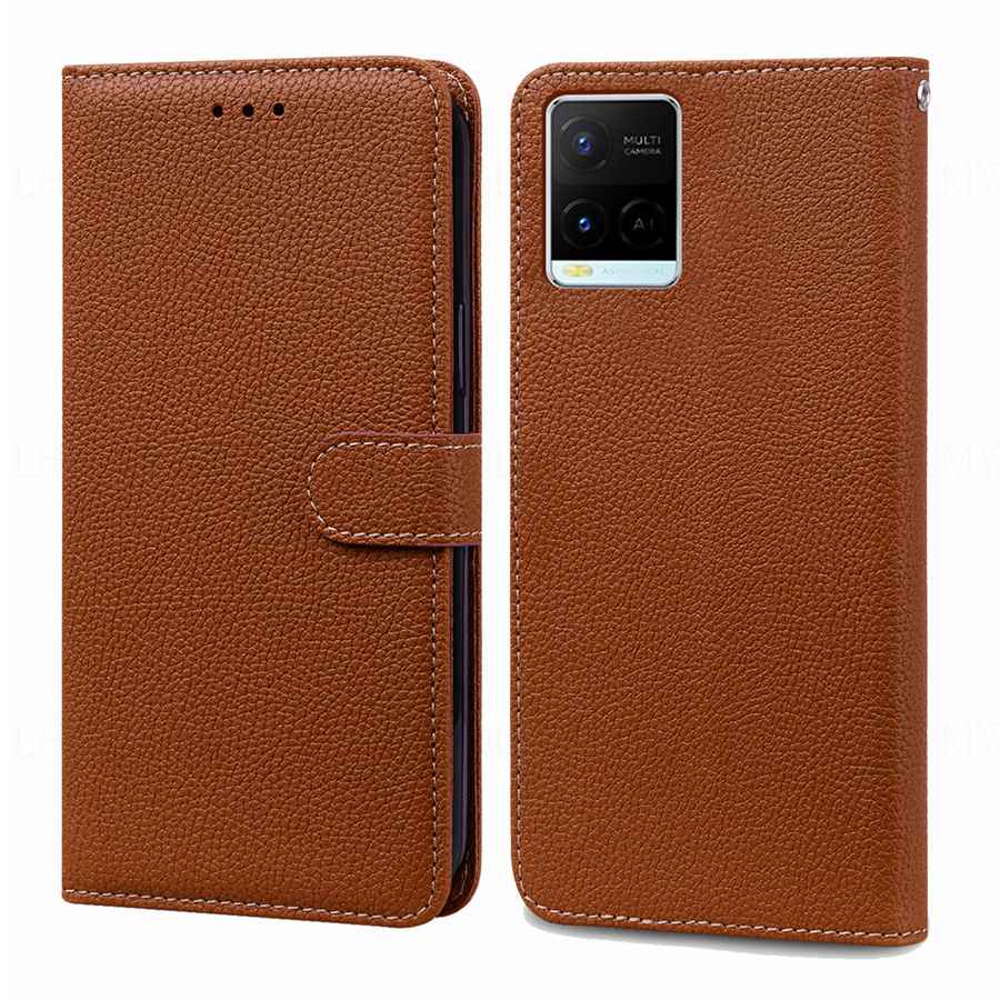 Custodia a libro in pelle con texture litchi per Vivo Y21D V60 Lite Y21 V30 V40 Y28 5G V27 V29 Y36 Y31 Y20 Y33S Y19 Y17S Y16 Y35 Y27 Y29 Y04 Copertura paraurti portafoglio