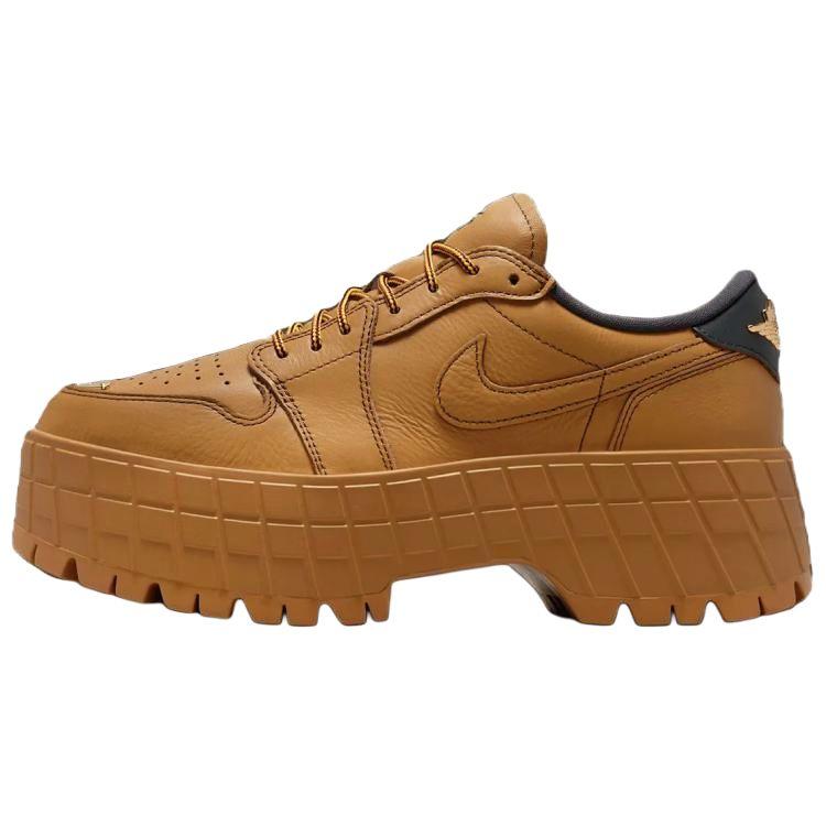 Air Jordan 1 Low Brooklyn Wheat Women Sneakers Brown Team-Red Metallic-Gold HF3184-700