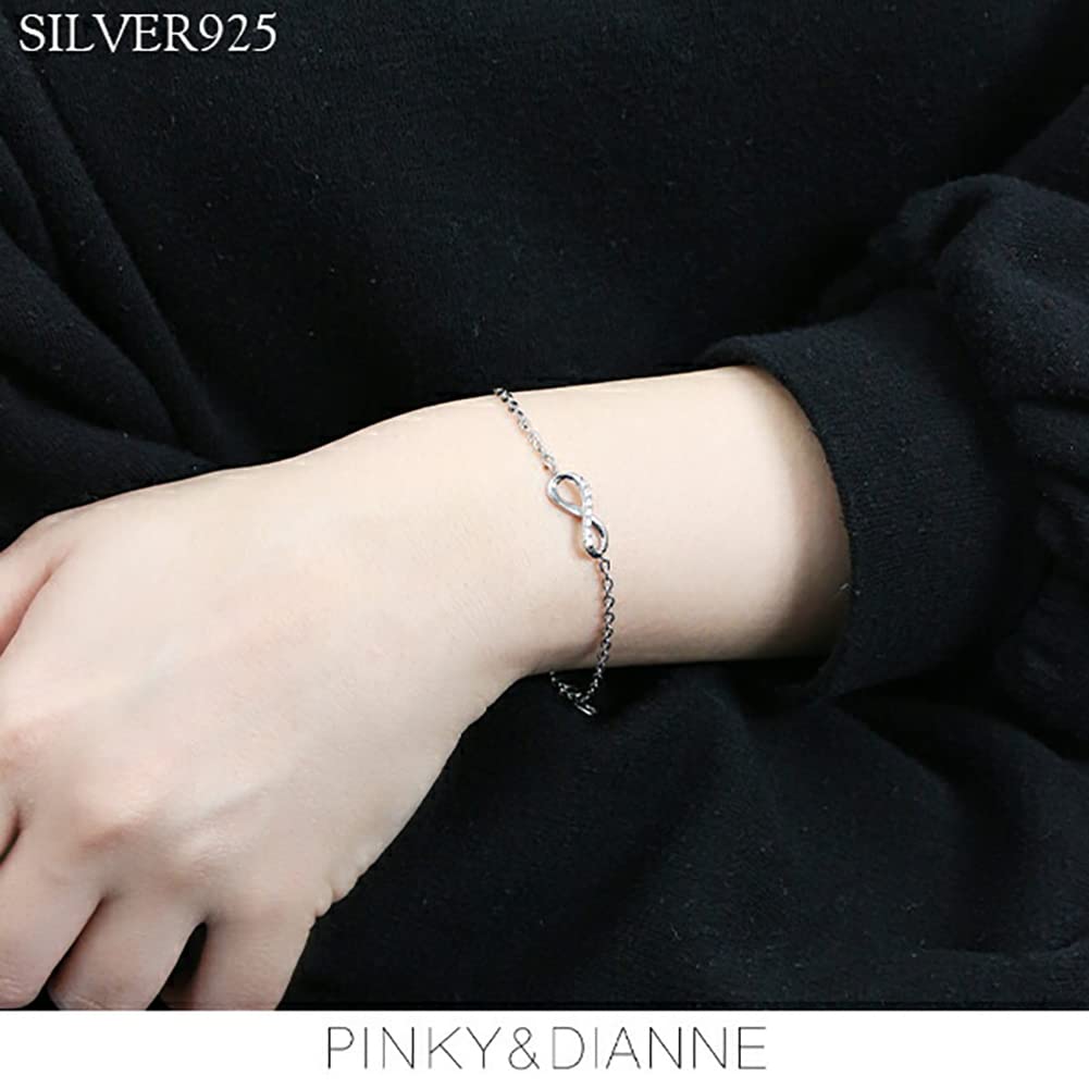 [Pinky & Dianne] Special Edition Infinity Zirconia Silver 950 Bracelet for Women - Simple Design
